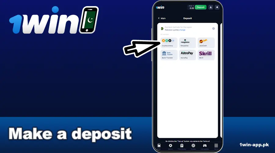 Top up your balance in the 1win Pakistan app