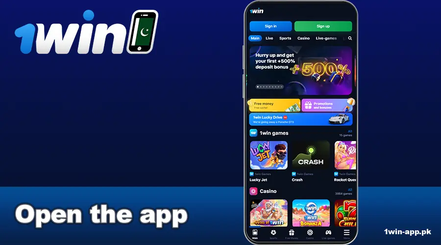 Open the 1win PK app
