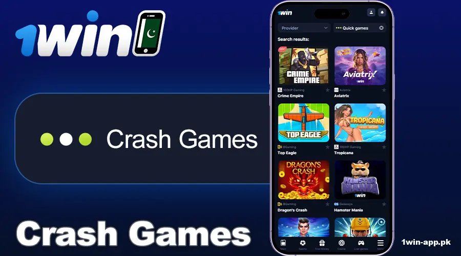 Play crash games at 1win PK app
