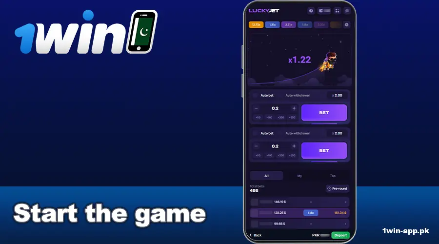 Launch games on the 1win Pakistan app