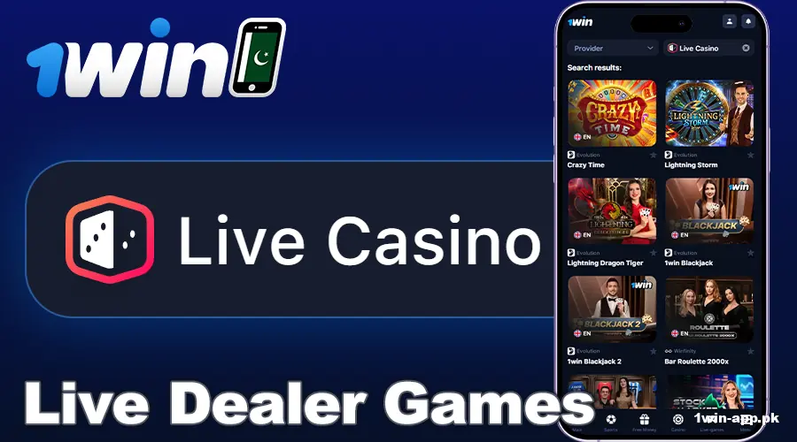 Play live casino at 1win PK app