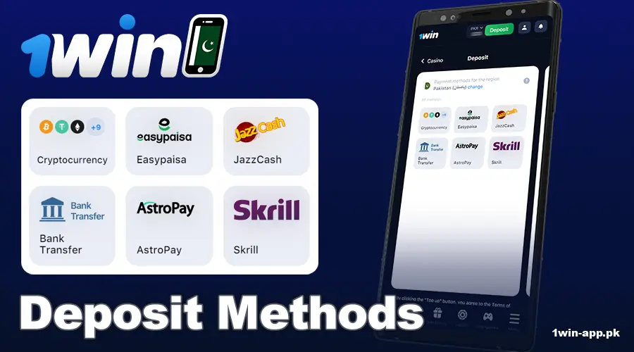 Make a deposit on the 1win app for Pakistanis