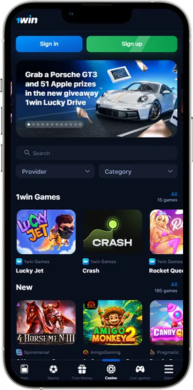 Screenshot of 1win App PK casino